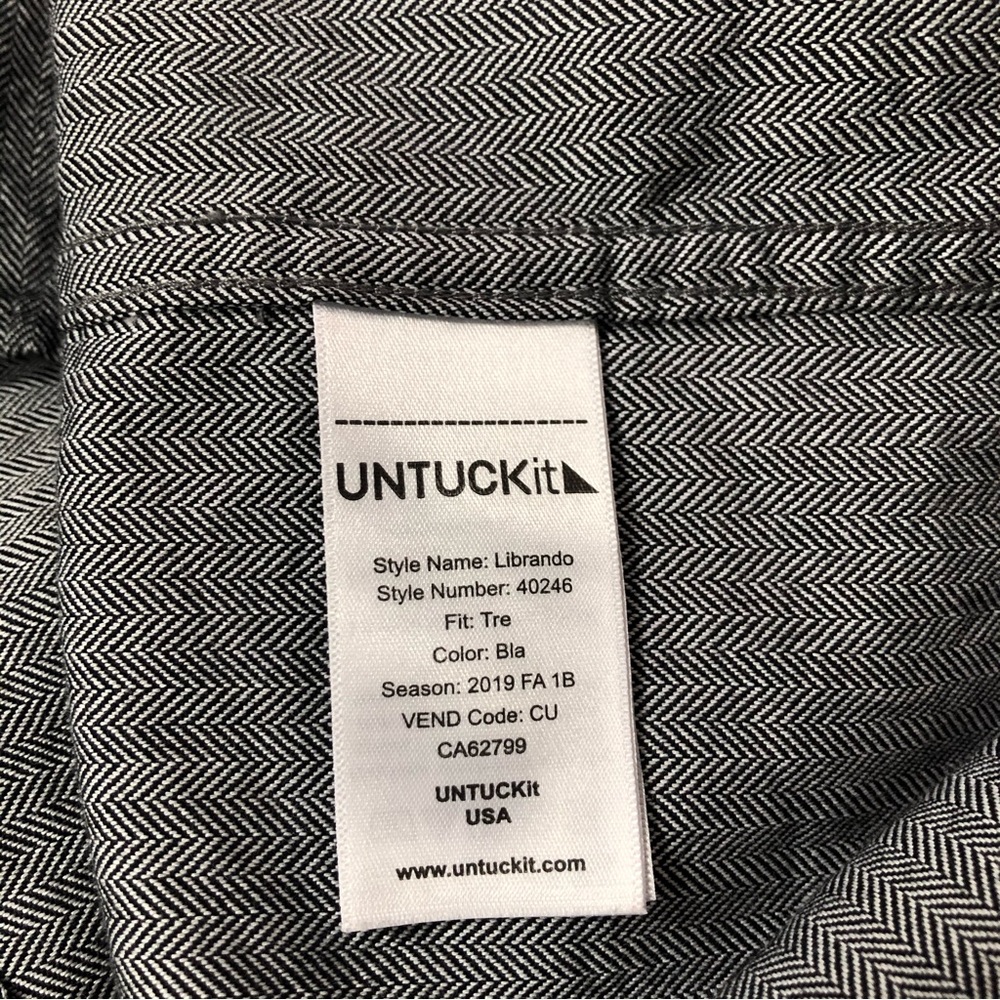 Untuck it Librando grey herringbone tweed button front shirt size L tall EUC - Picture 7 of 8